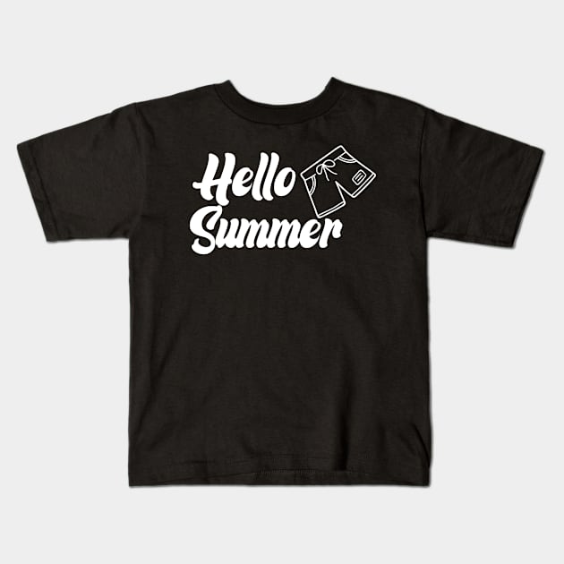 summer time vocation gifts design   hello summer for travel beach and surfing Kids T-Shirt by monami